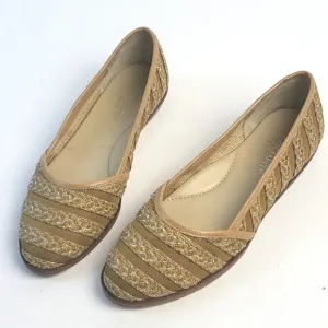 Eric Javits New York Braided Jute &amp; Metallic Mesh Leather Slip-on Wedge …