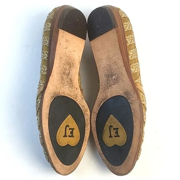 Eric Javits New York Braided Jute &amp; Metallic Mesh Leather Slip-on Wedge …