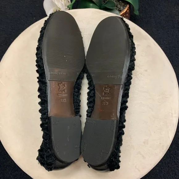 Ermanno Scervino Black Fabric/Leather Flats Size 38.5