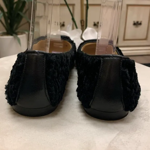 Ermanno Scervino Black Fabric/Leather Flats Size 38.5
