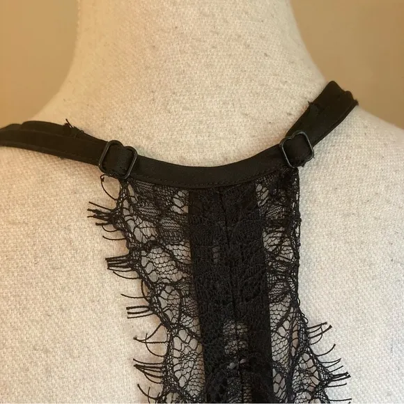 ESSENTIEL ANTWERP Erica Brown Black Lace Trim Cami Slip Dress NWT
