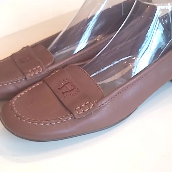 Etienne Aigner Juliana Leather Loafers Slip On Mini Heel Flat Cushion Sole 10.5