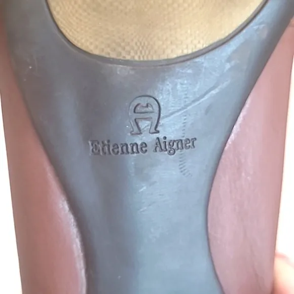 Etienne Aigner Juliana Leather Loafers Slip On Mini Heel Flat Cushion Sole 10.5