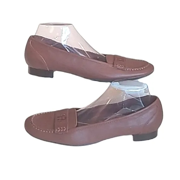 Etienne Aigner Juliana Leather Loafers Slip On Mini Heel Flat Cushion Sole 10.5