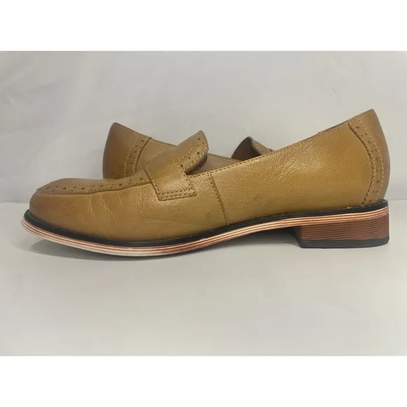 EUC Mona Flying Women's Comfort Real Italian Brown Leather Loafers Sz 9