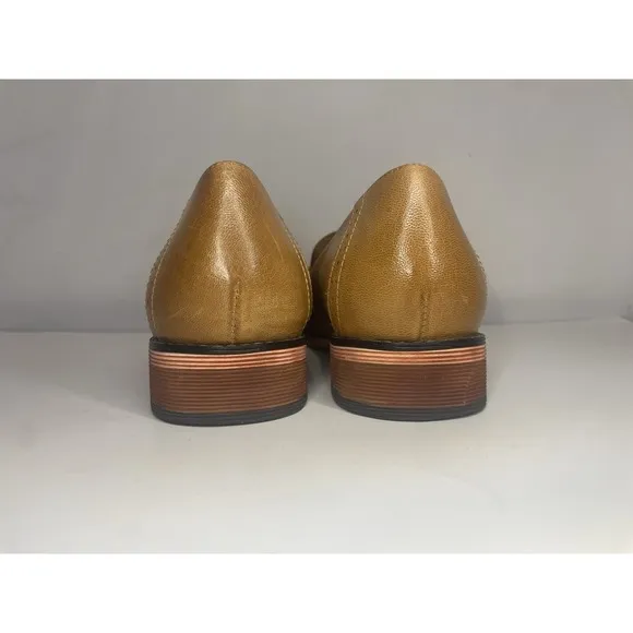 EUC Mona Flying Women's Comfort Real Italian Brown Leather Loafers Sz 9