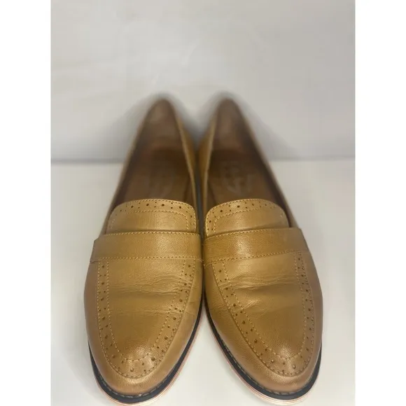 EUC Mona Flying Women's Comfort Real Italian Brown Leather Loafers Sz 9