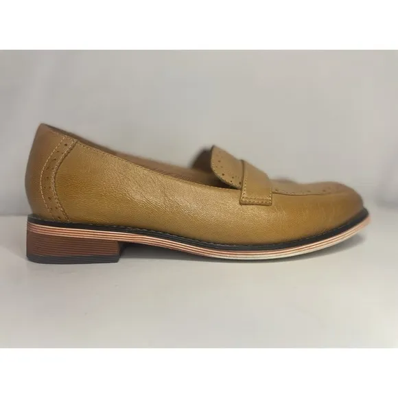 EUC Mona Flying Women's Comfort Real Italian Brown Leather Loafers Sz 9