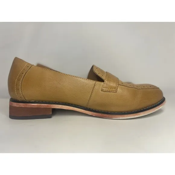 EUC Mona Flying Women's Comfort Real Italian Brown Leather Loafers Sz 9