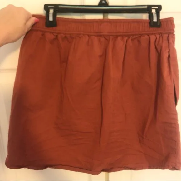 Evereve Sundry Sunday Skirt Bungee Drawstring Terracotta Rust Orange Size Medium