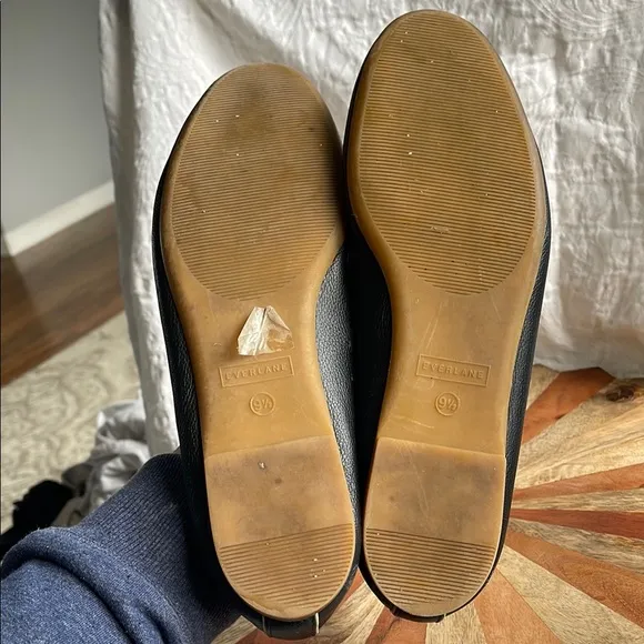 Everlane Italian leather Day Glove Black Minimalist Leather flats size 9 1/2