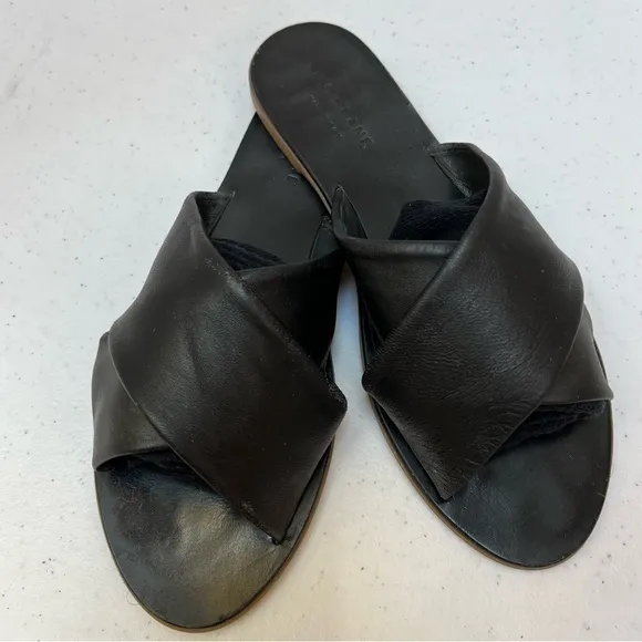 Everlane The Day Crossover Leather Slide Size 8 Black