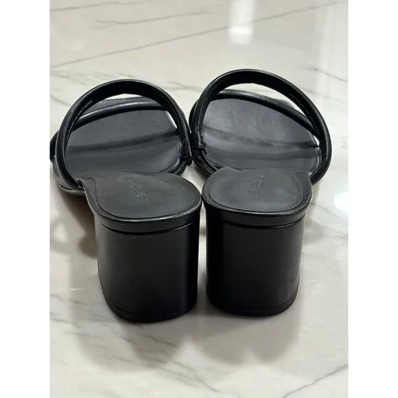 Everlane The Double Strap Heels in Black Leather 6 New Womens Sandals