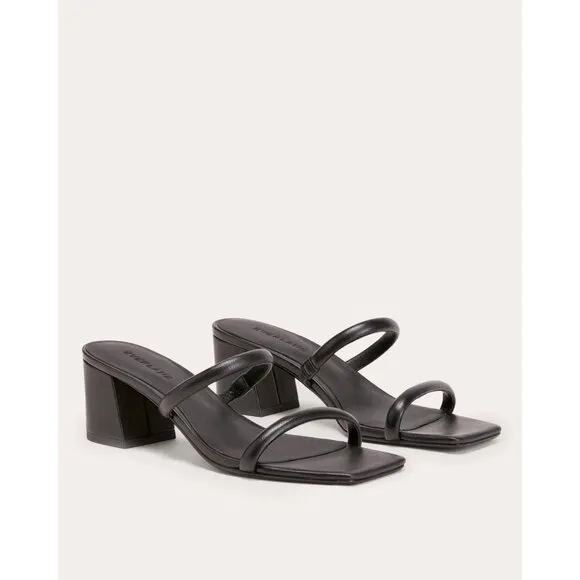 Everlane The Double Strap Heels in Black Leather 6 New Womens Sandals