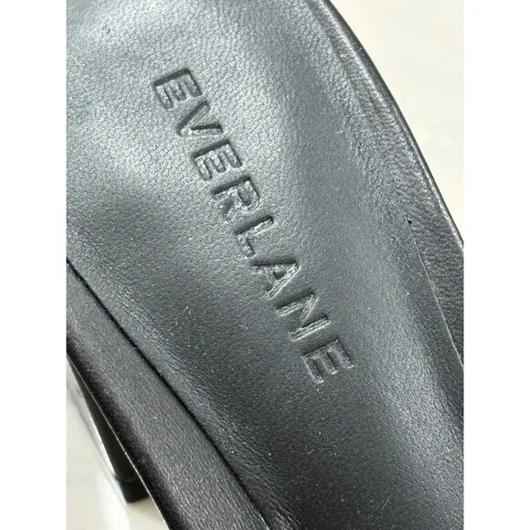 Everlane The Double Strap Heels in Black Leather 6 New Womens Sandals