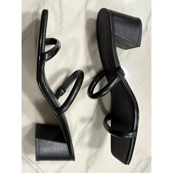 Everlane The Double Strap Heels in Black Leather 6 New Womens Sandals