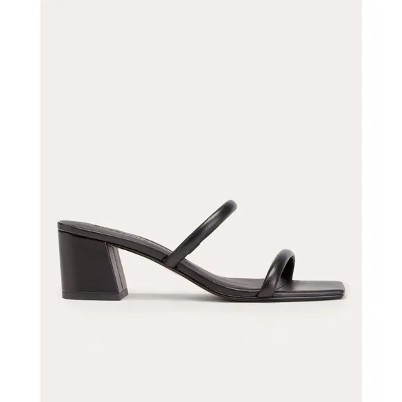 Everlane The Double Strap Heels in Black Leather 6 New Womens Sandals