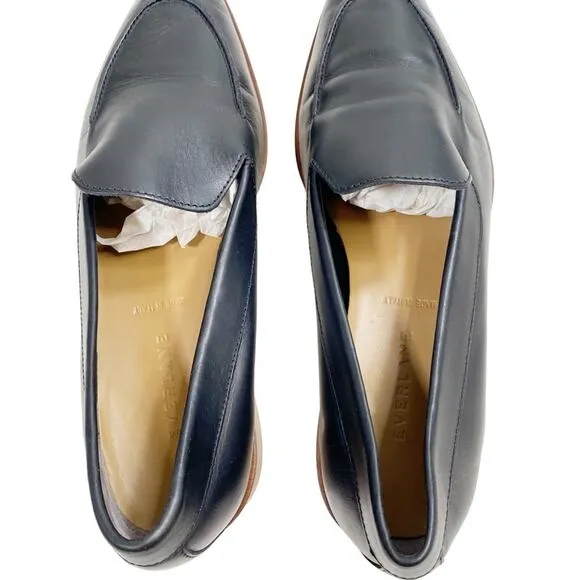 EVERLANE The Modern Black Leather Pointed Toe Low Heel Loafers