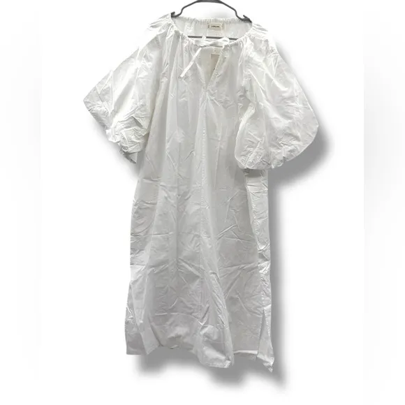 Everlane The Supima Puff-Sleeve Midi Dress in White Sz XXL‎ NEW