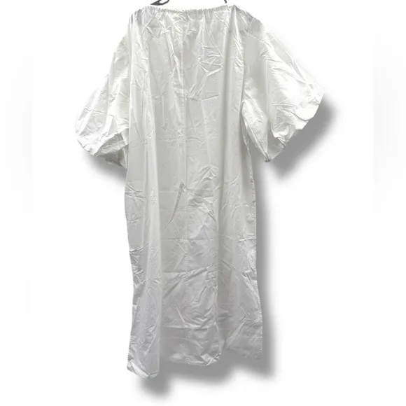 Everlane The Supima Puff-Sleeve Midi Dress in White Sz XXL‎ NEW