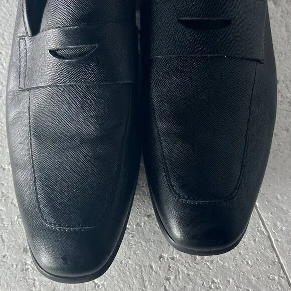 Express Mens SZ12 Black leather modern penny loafer wardrobe staple dress office