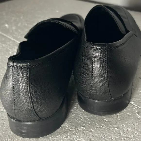 Express Mens SZ12 Black leather modern penny loafer wardrobe staple dress office