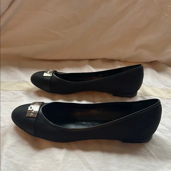Fabulous Dior Black Ballet Flats with Silver Metal Detail 37