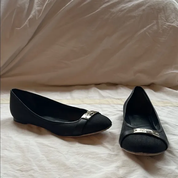 Fabulous Dior Black Ballet Flats with Silver Metal Detail 37