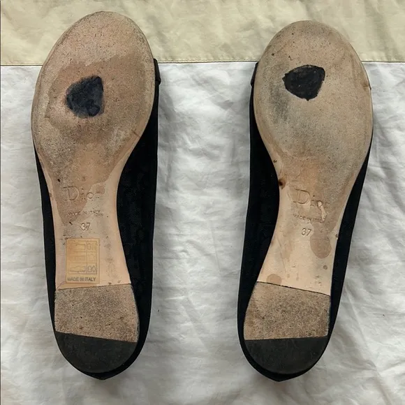 Fabulous Dior Black Ballet Flats with Silver Metal Detail 37