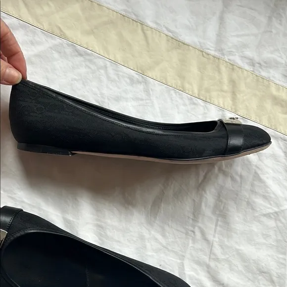Fabulous Dior Black Ballet Flats with Silver Metal Detail 37