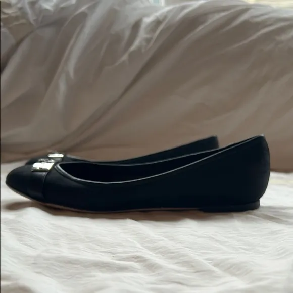 Fabulous Dior Black Ballet Flats with Silver Metal Detail 37