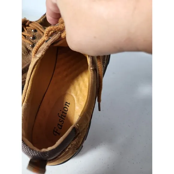 Fashion Men's Hiking Shoes Leather Sneakers Anti Slip Outdoor  Loafers
