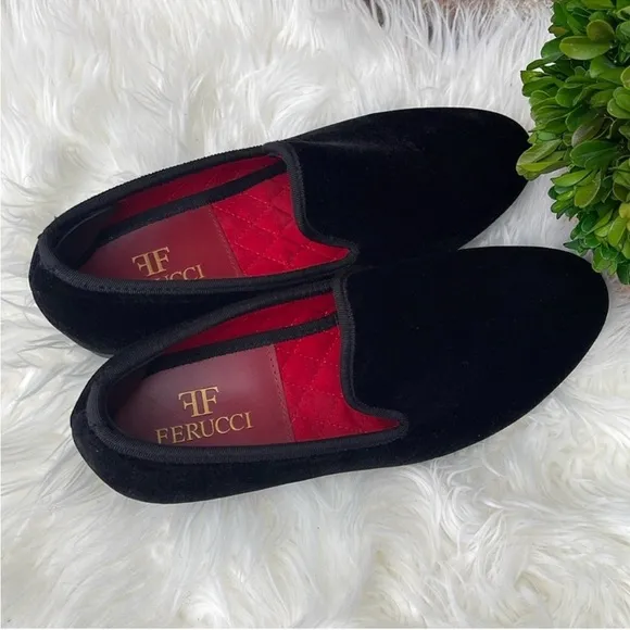 Ferucci Velvet Formal Wedding PartySpecial Occasion Black Tuxedo Loafers Sz. 5