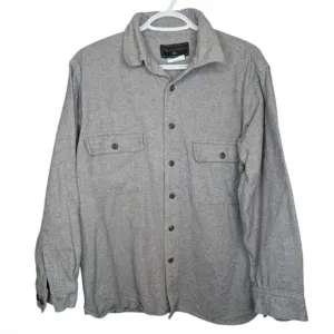 Field &amp; Stream Vintage Gray Fleece Button-Up Shirt Men's Medium - Short arms.