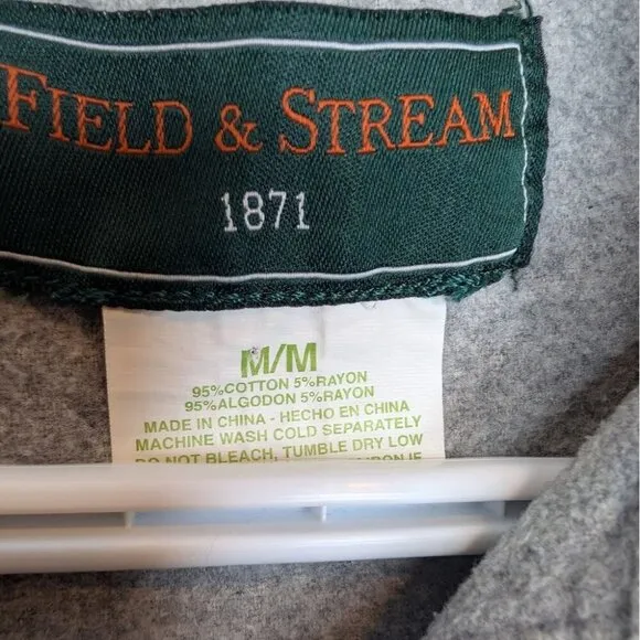 Field &amp; Stream Vintage Gray Fleece Button-Up Shirt Men's Medium - Short arms.