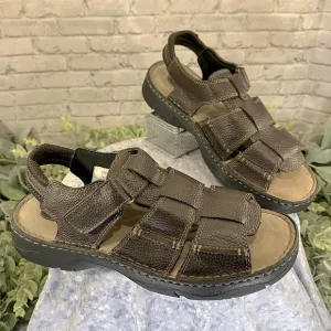 Field Gear “Cancun” Dark Brown Stitched Leather Open-Toe Sandals Mens 11M🤎EUC