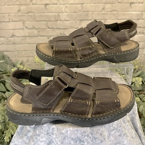 Field Gear “Cancun” Dark Brown Stitched Leather Open-Toe Sandals Mens 11M🤎EUC