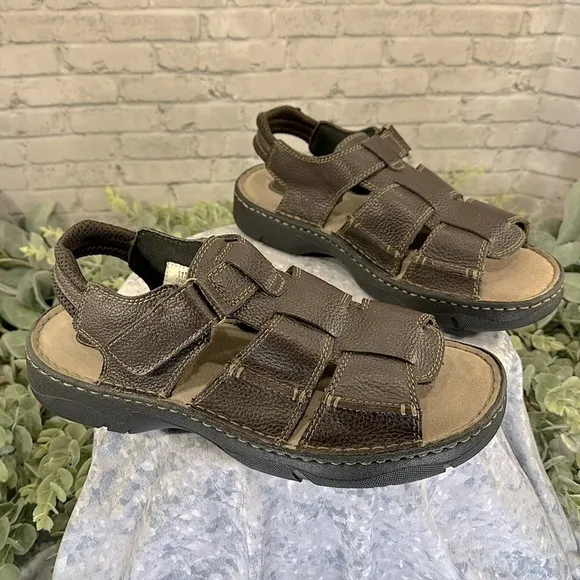 Field Gear “Cancun” Dark Brown Stitched Leather Open-Toe Sandals Mens 11M🤎EUC
