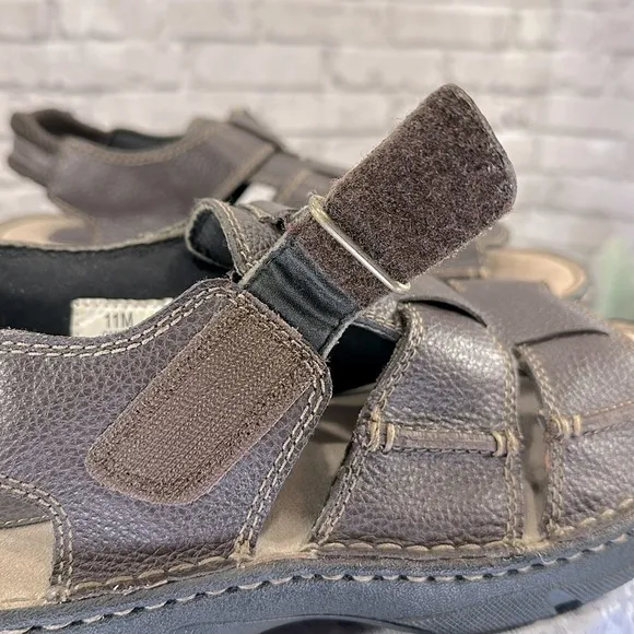 Field Gear “Cancun” Dark Brown Stitched Leather Open-Toe Sandals Mens 11M🤎EUC