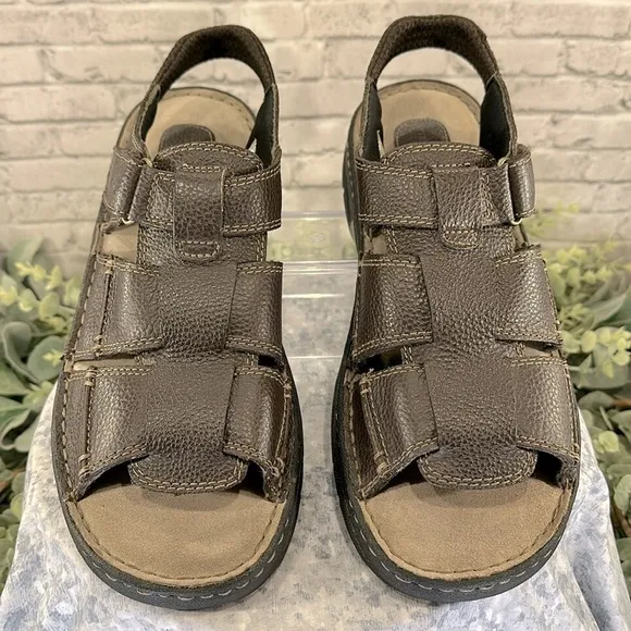 Field Gear “Cancun” Dark Brown Stitched Leather Open-Toe Sandals Mens 11M🤎EUC