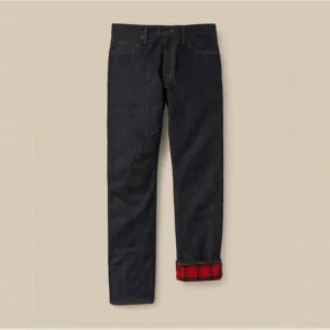 Filson 33x32* RAIL-SPLITTER LINED flannel plaid raw denim jean straight leg