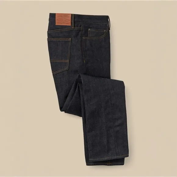 Filson 33x32* RAIL-SPLITTER LINED flannel plaid raw denim jean straight leg