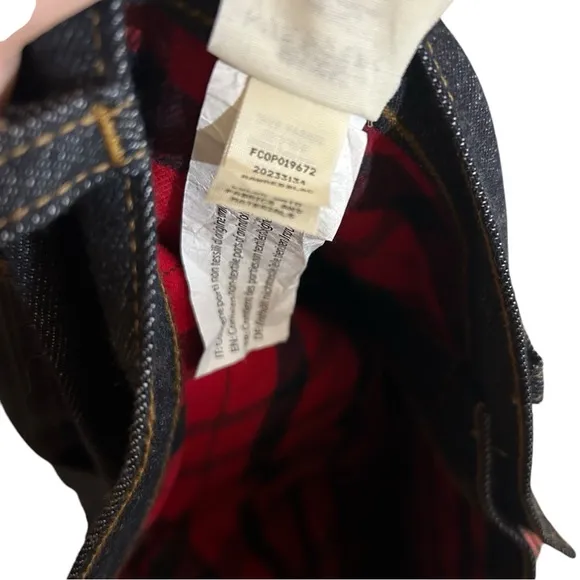 Filson 33x32* RAIL-SPLITTER LINED flannel plaid raw denim jean straight leg