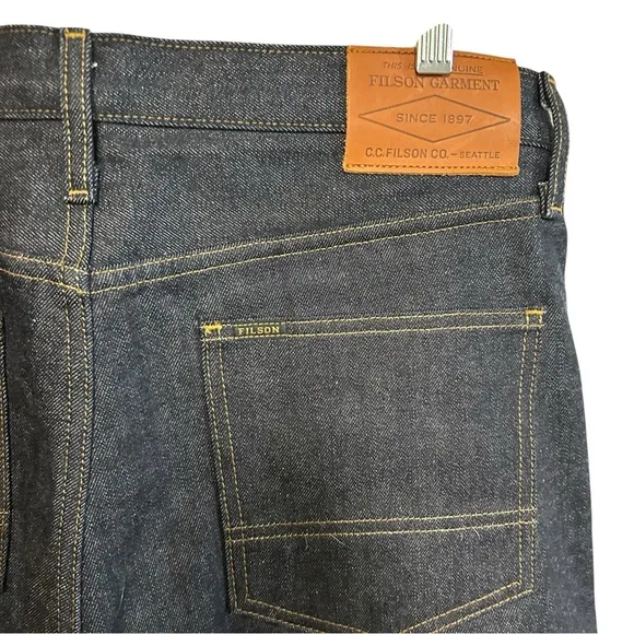 Filson 33x32* RAIL-SPLITTER LINED flannel plaid raw denim jean straight leg