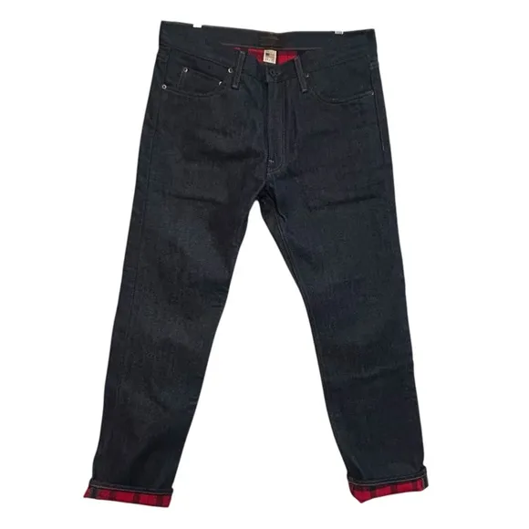 Filson 33x32* RAIL-SPLITTER LINED flannel plaid raw denim jean straight leg