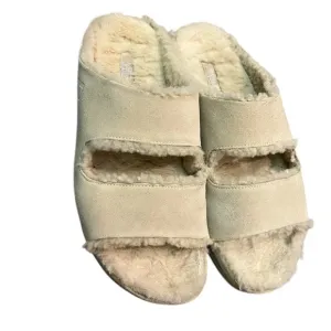 FitFlop Shuv Two-Bar Shearling-Lined Suede Slippers rose cream leather slides