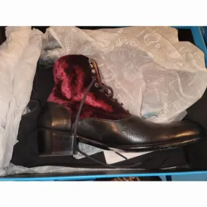 Fluevog Eugene Purple Velvet Lace Up Boots (9.5)