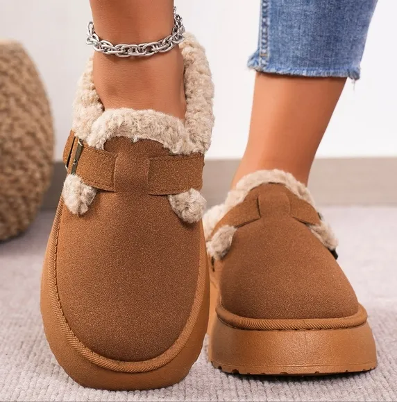 Fluffy Haven Thermal Slides - Chestnut
