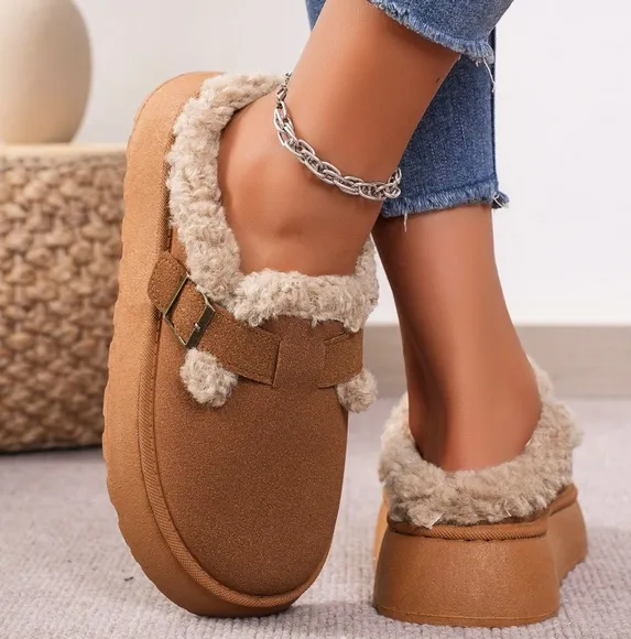 Fluffy Haven Thermal Slides - Chestnut