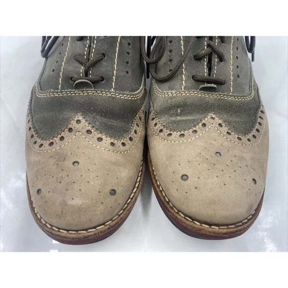 Fly London Boots Mens Sz 10 Oxford Wingtip Low Lace Up Tan Brown Brogue Leather